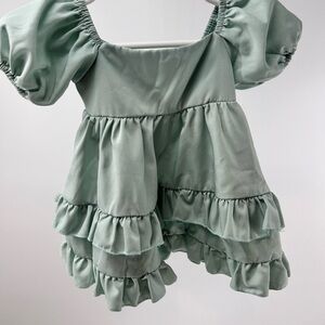 Sage Green Ruffled Dress, Baileys Blossoms size 0-3m. GORGEOUS